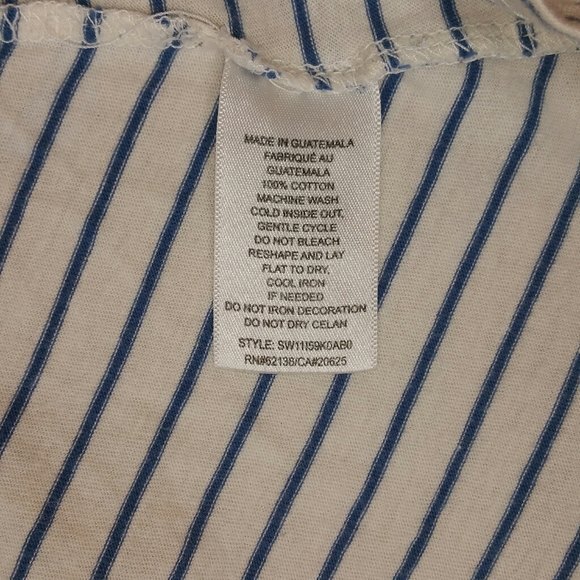 Guess Jeans Blue & White Cold Shoulder T Shirt M - Picture 6 of 10